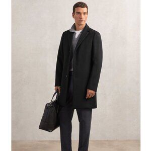 Reiss Gable Wool-Blend Single-Breasted Overcoat in Black Winter Coat Size L Men